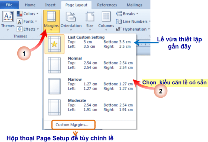 cách mở page setup trong word 2016